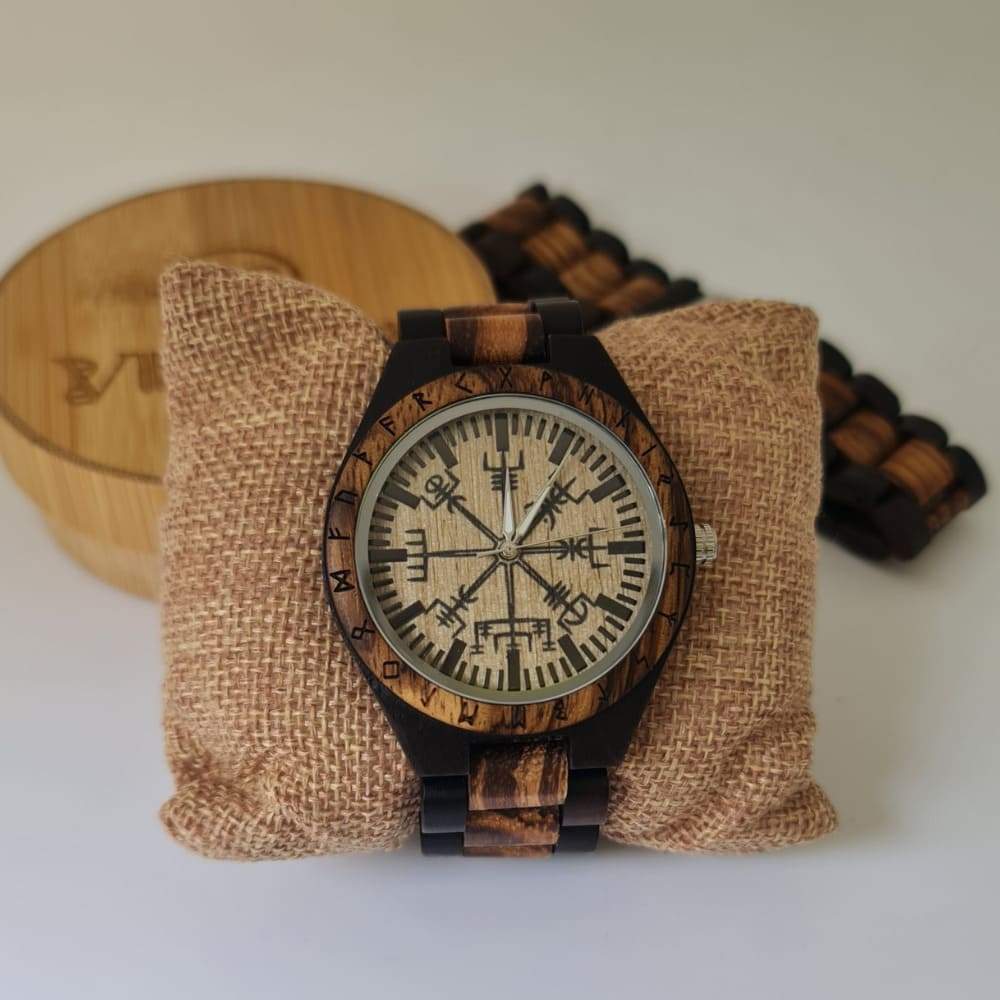 Vegvisir Handmade Engraved Wooden Watch