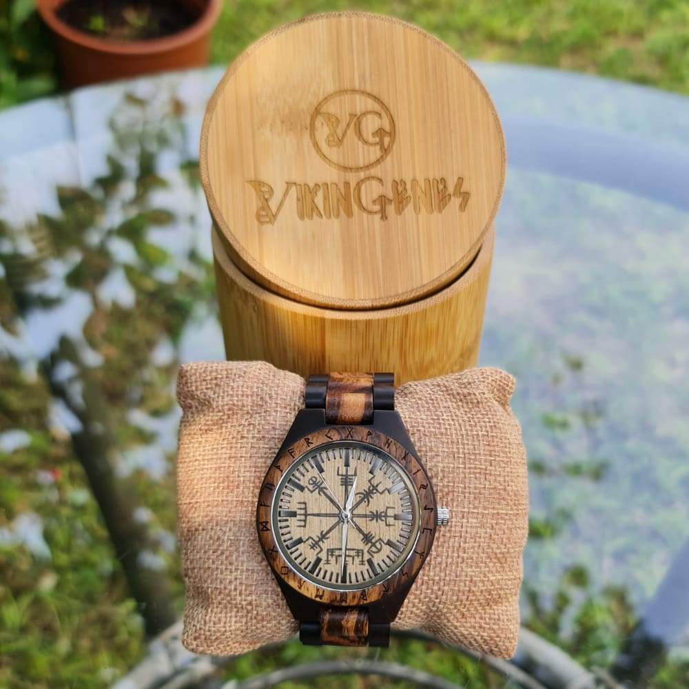Vegvisir Handmade Engraved Wooden Watch