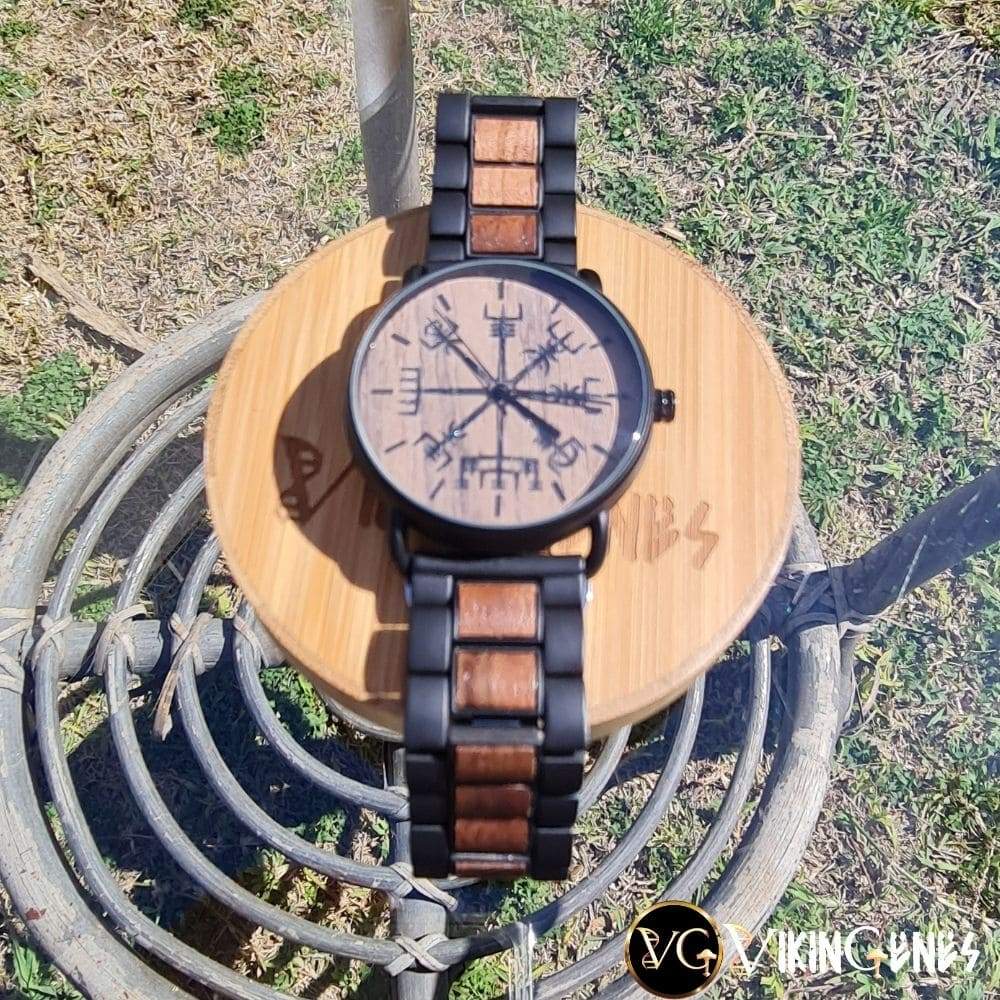 Viking Vegvisir Handmade Wooden Watch