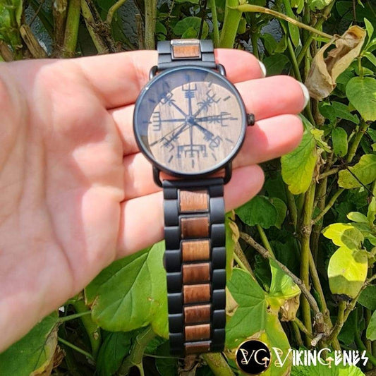 Viking Vegvisir Handmade Wooden Watch