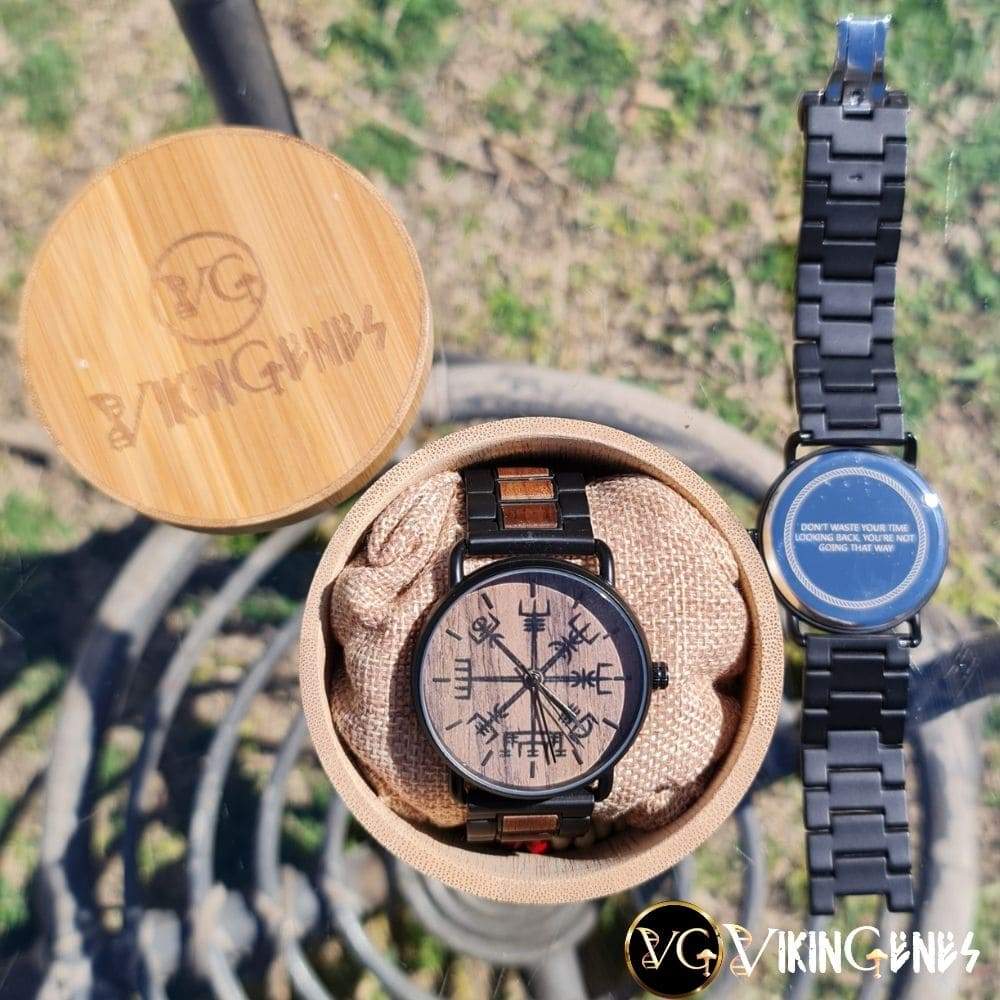 Viking Vegvisir Handmade Wooden Watch