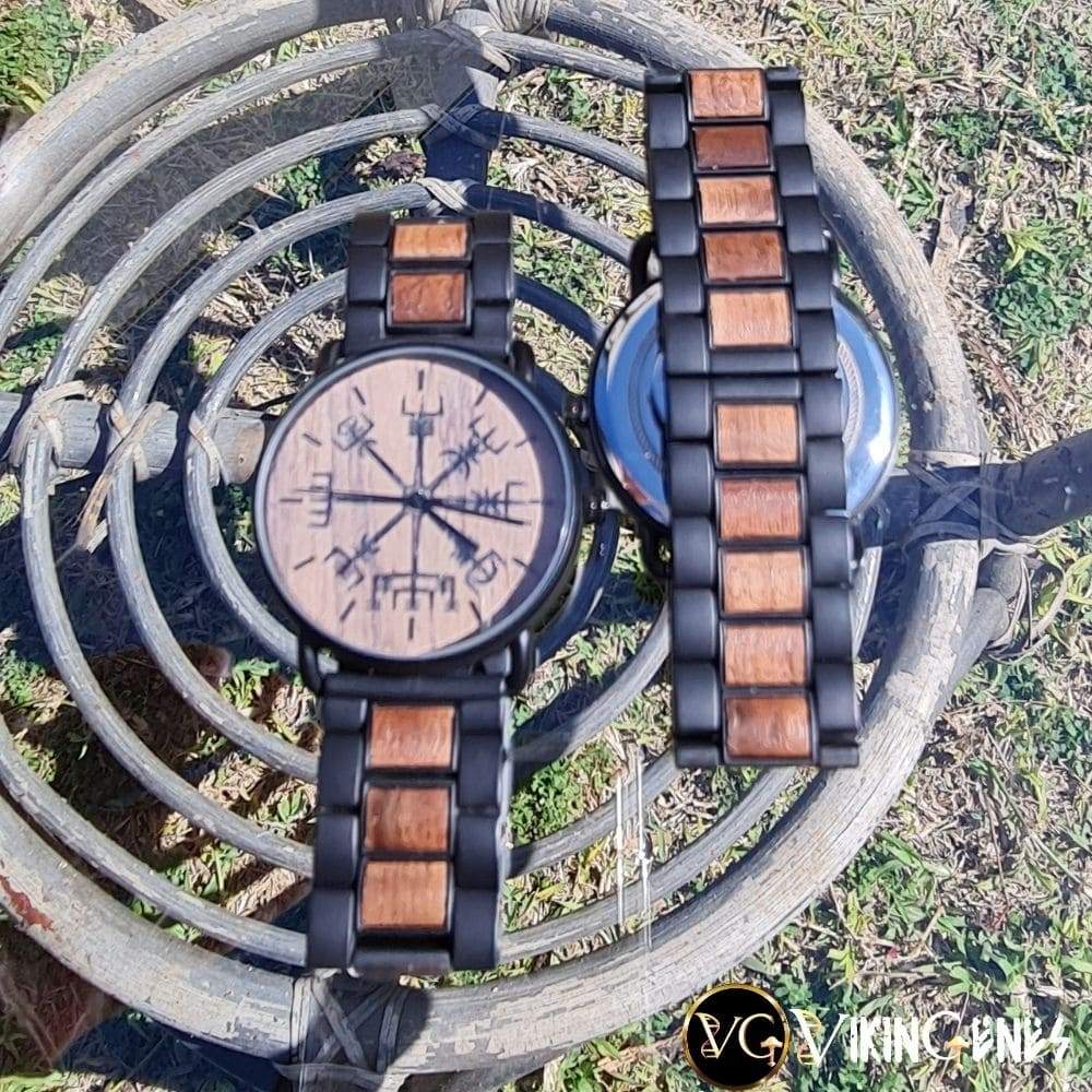 Viking Vegvisir Handmade Wooden Watch