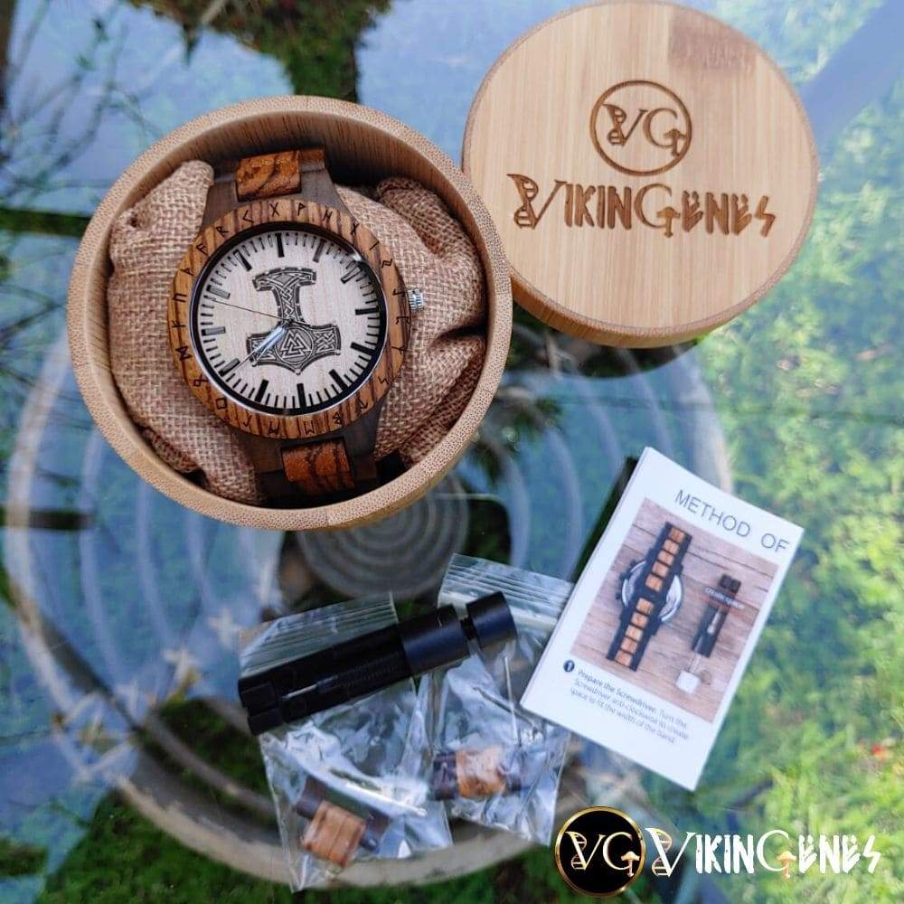 Thor's Hammer Mjölnir Handmade Wooden Watch
