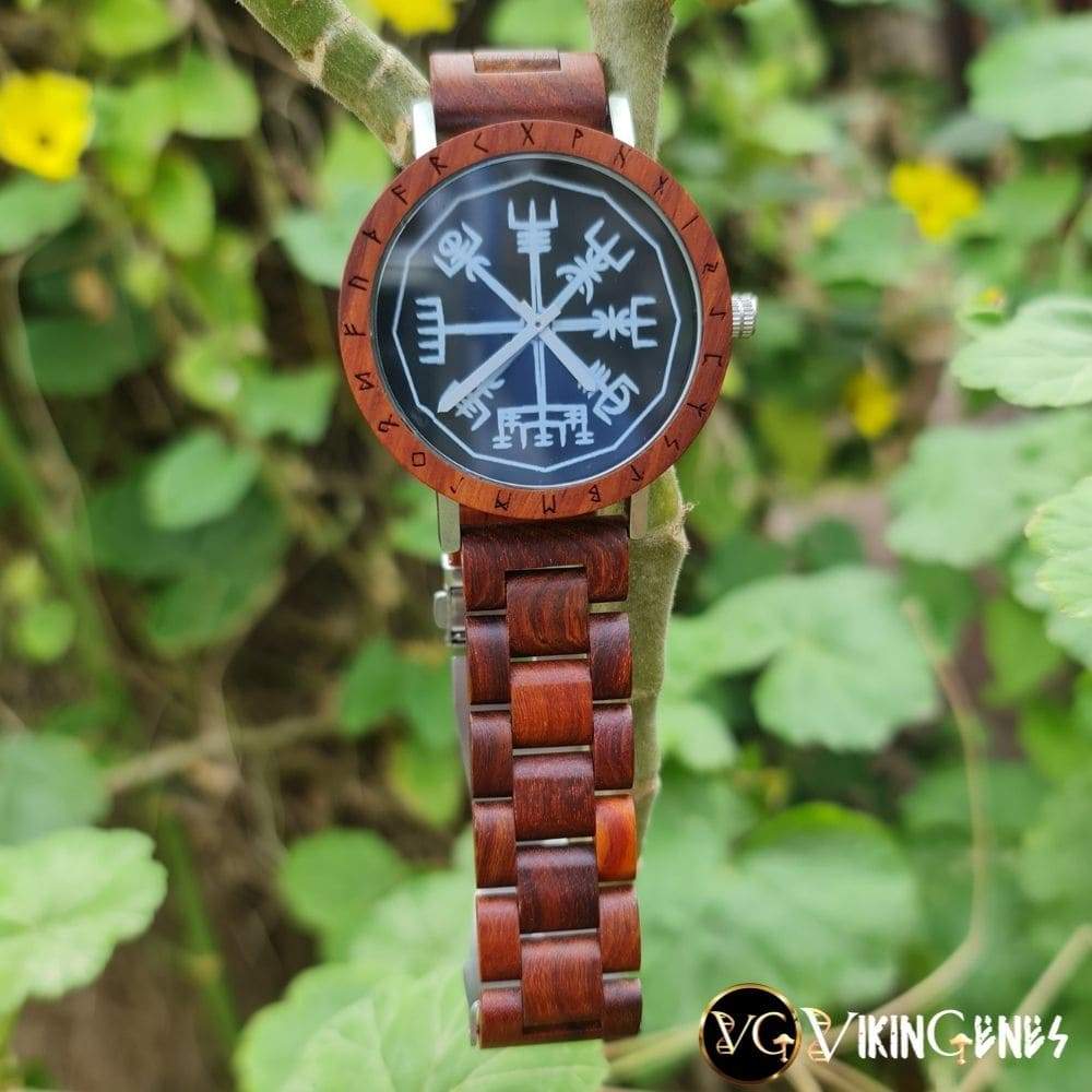 Vegvisir Handmade Engraved Wooden Watch