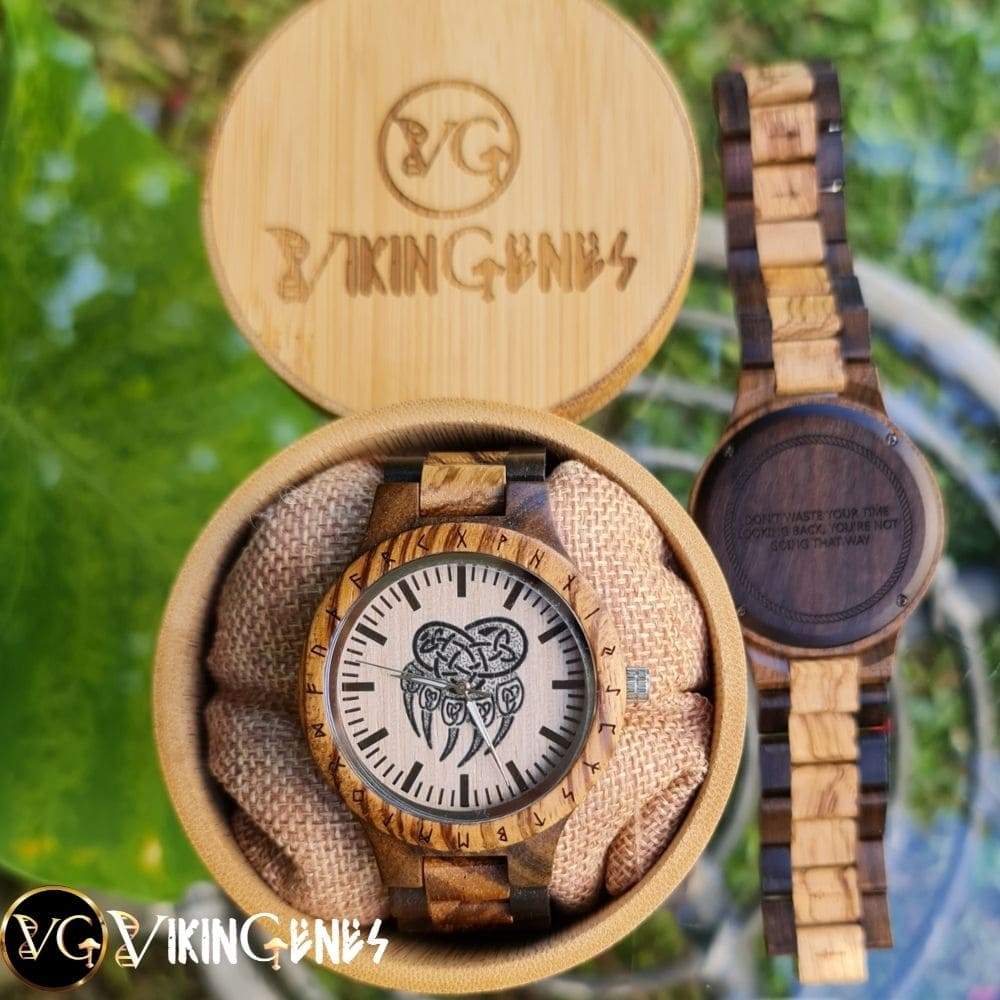 Bear Paw Handmade Engraved Wooden Watch