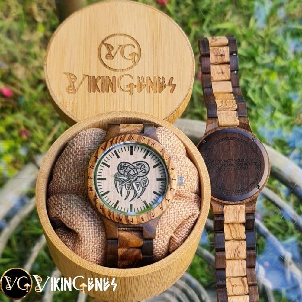 Bear Paw Handmade Engraved Wooden Watch