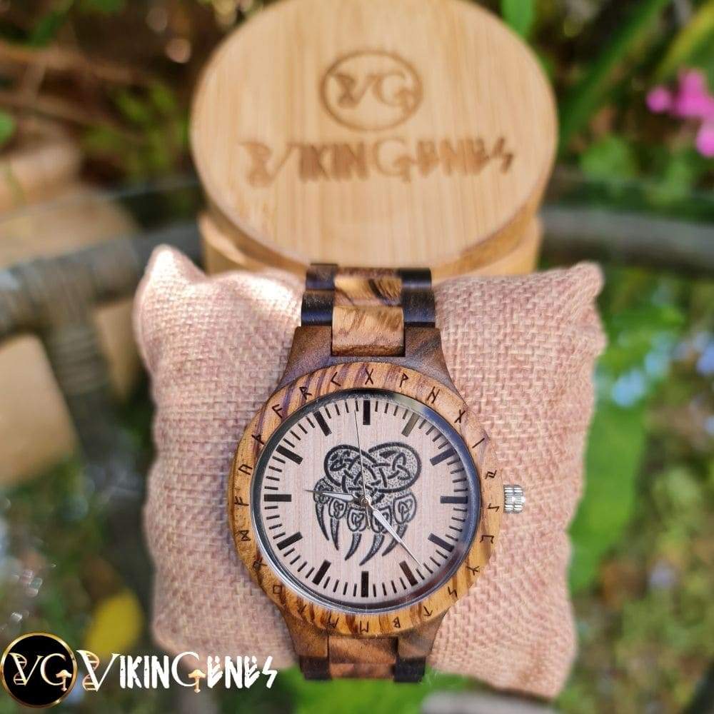 Bear Paw Handmade Engraved Wooden Watch