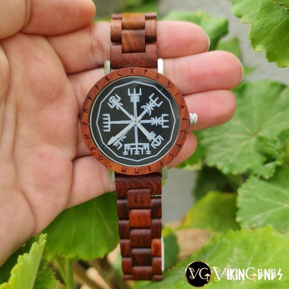 Vegvisir Handmade Engraved Wooden Watch