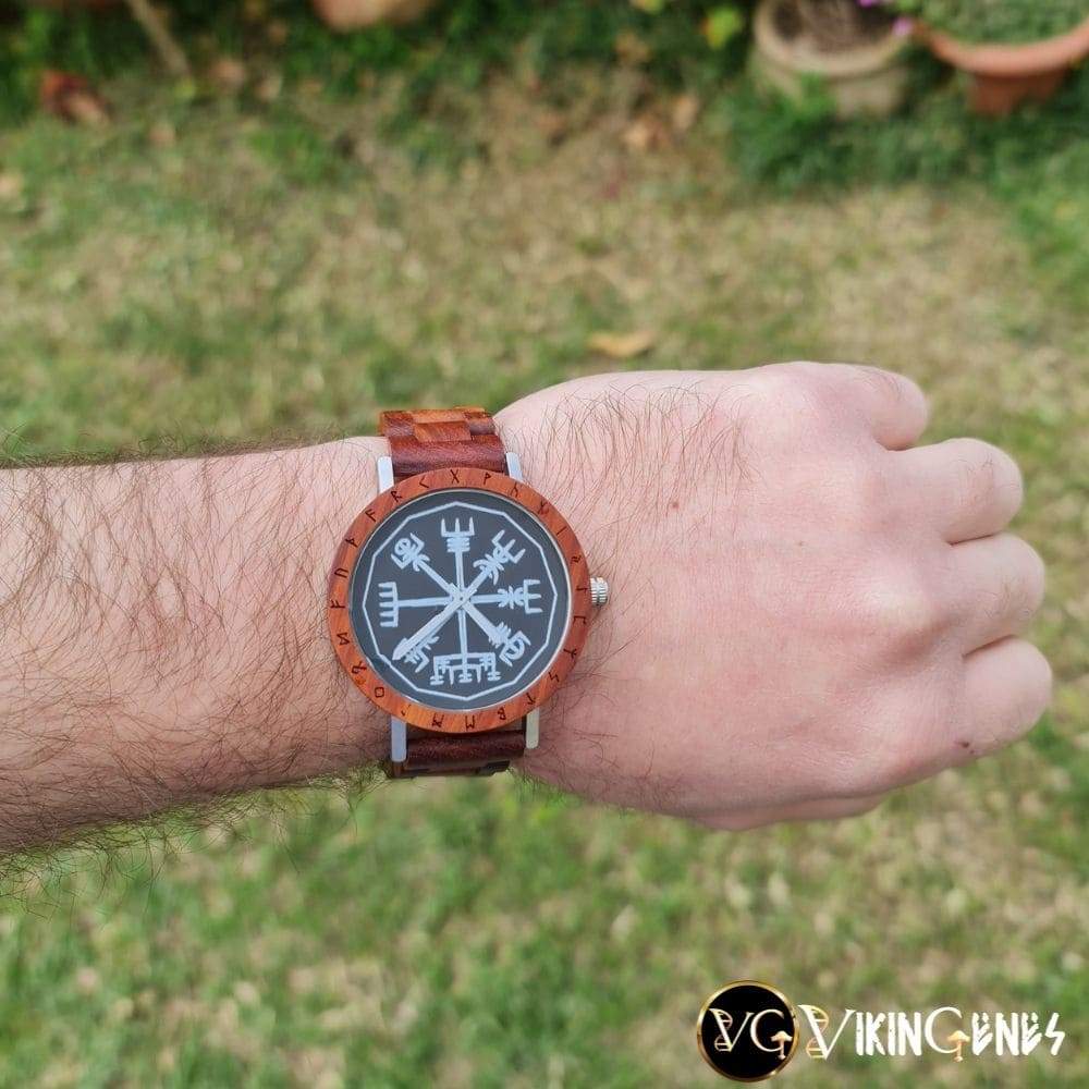 Vegvisir Handmade Engraved Wooden Watch