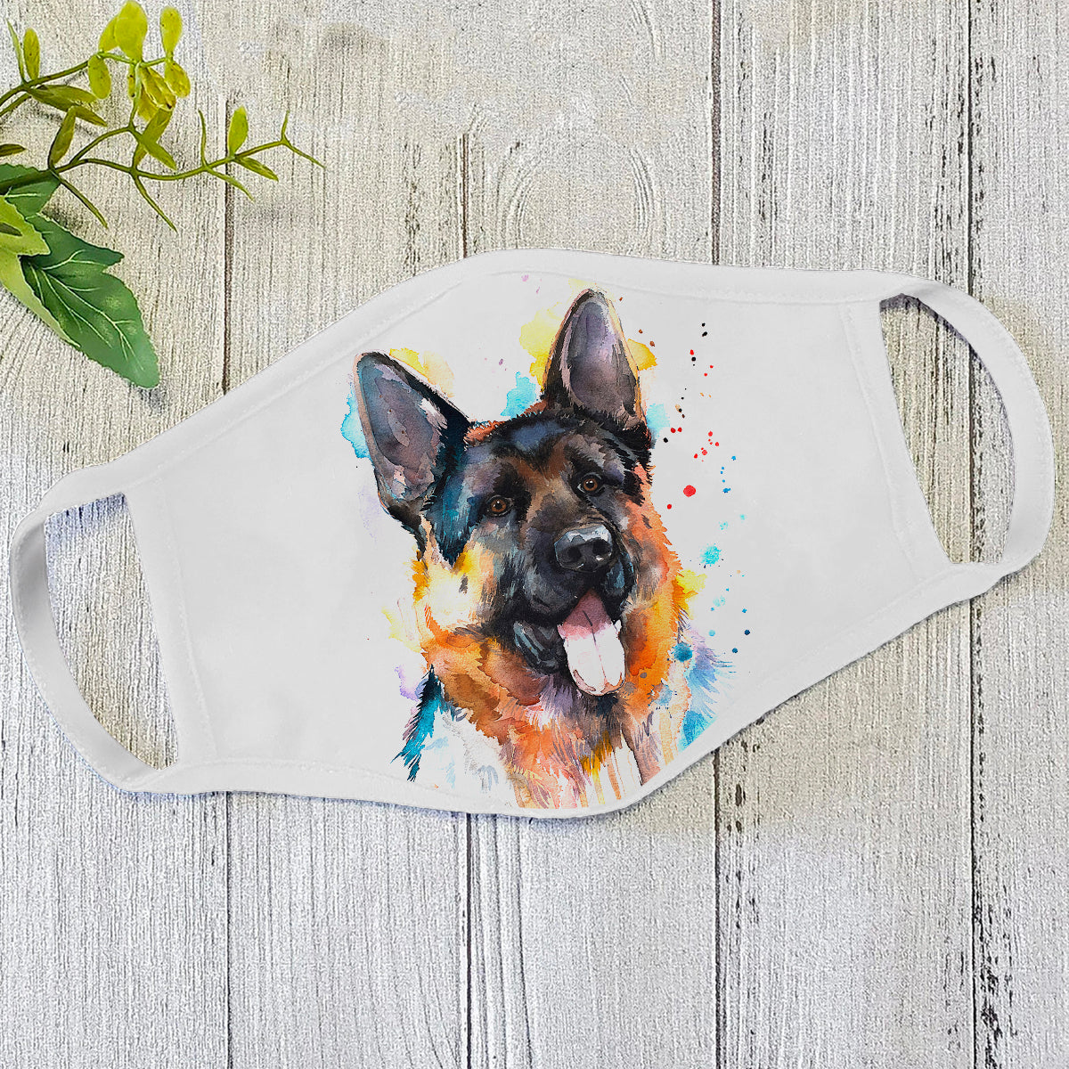 Colorful German Shepherd Police Dog Face Mask DL