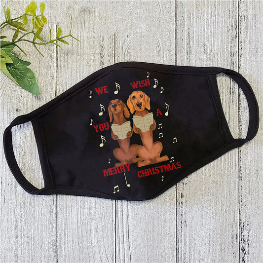 Cute Dog We Wish You A Merry Christmas Face Mask TN