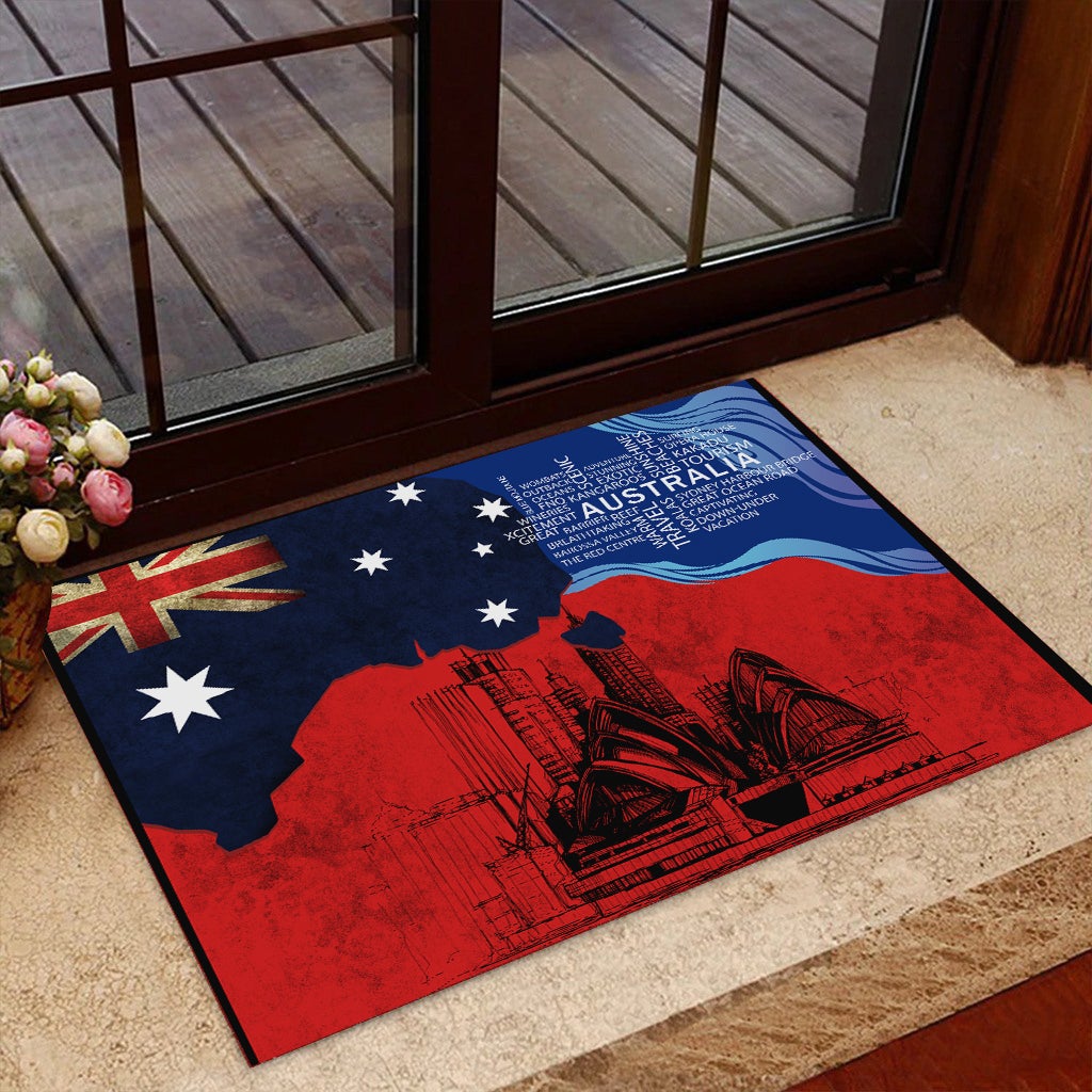 Tmarc Tee Aboriginal Decors Australian Gifts Architectural Red Flag Door Mat TNA01072107
