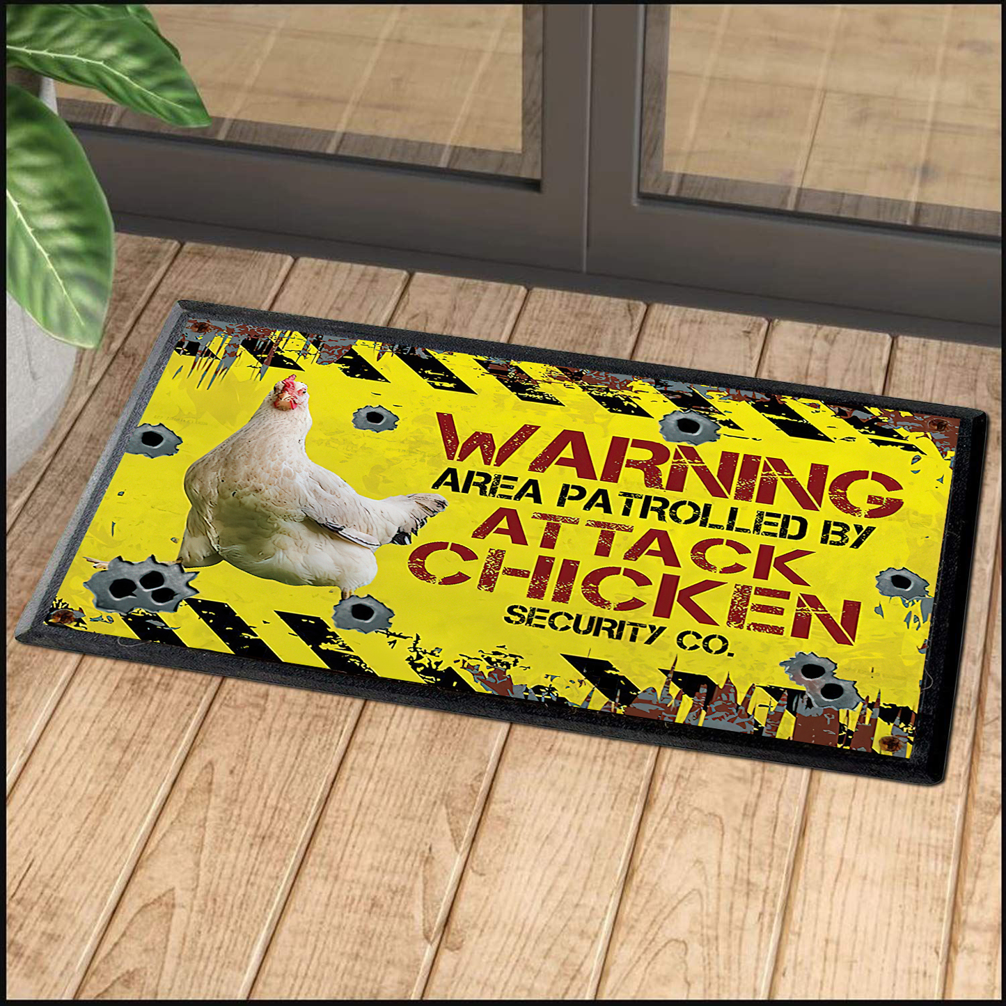 This House Was Patrolled Rooster Doormat