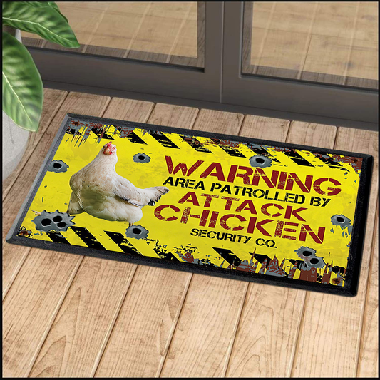 This House Was Patrolled Rooster Doormat