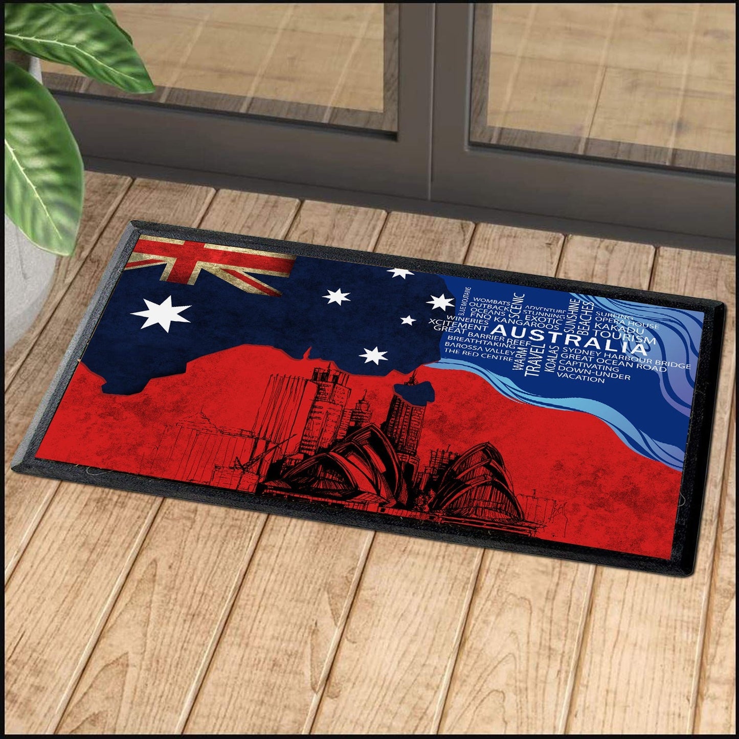 Tmarc Tee Aboriginal Decors Australian Gifts Architectural Red Flag Door Mat TNA01072107