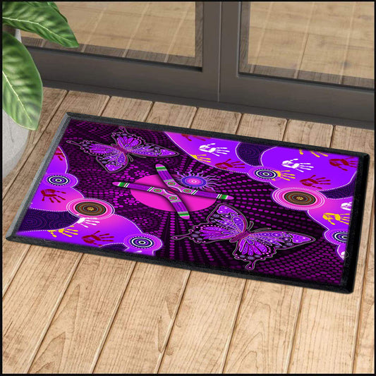Aboriginal Naidoc Week 2021 Purple Butterflies Door Mat
