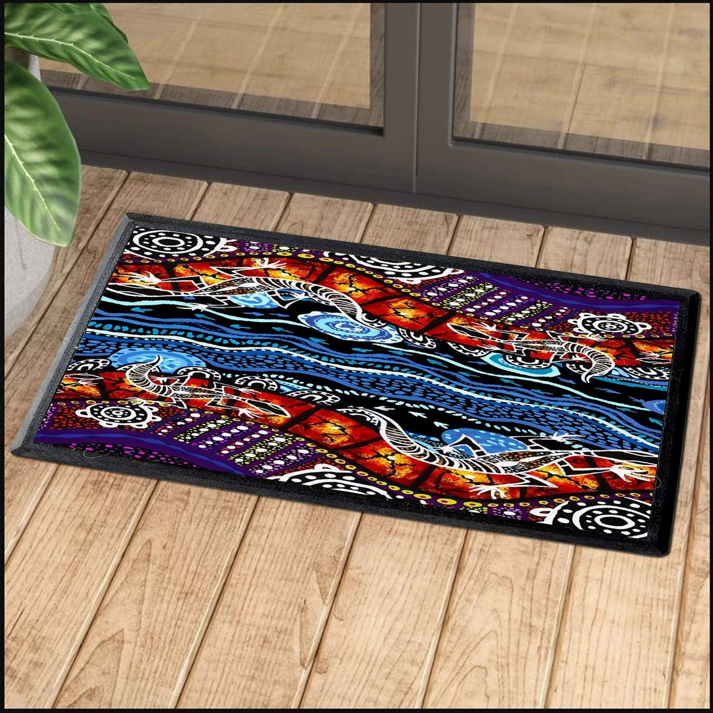 Aboriginal Decors Australian Gifts Colourful Lizards Door Mat