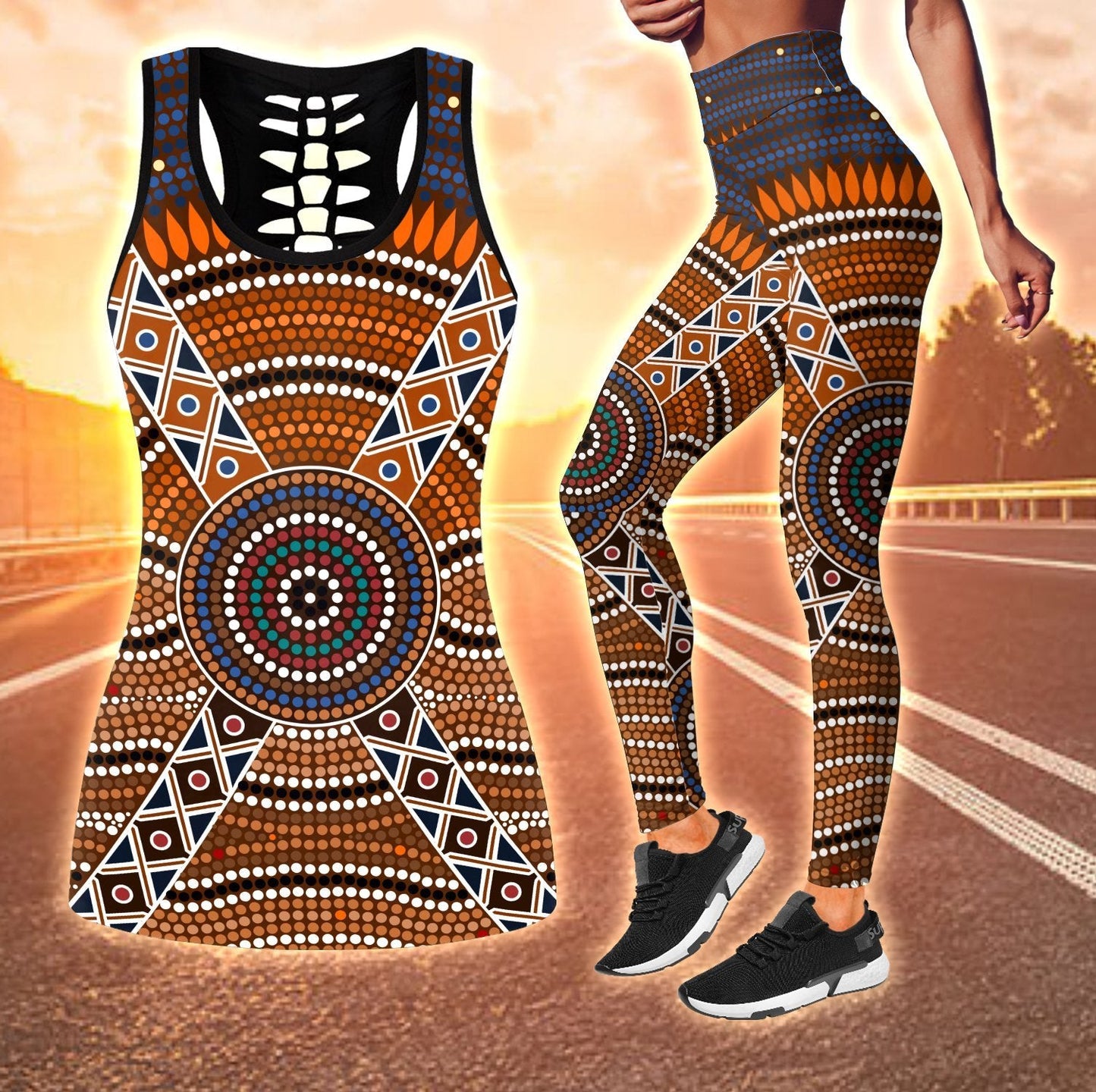 Aboriginal Australia Indigenous Painting Art Combo (Legging+Tank)