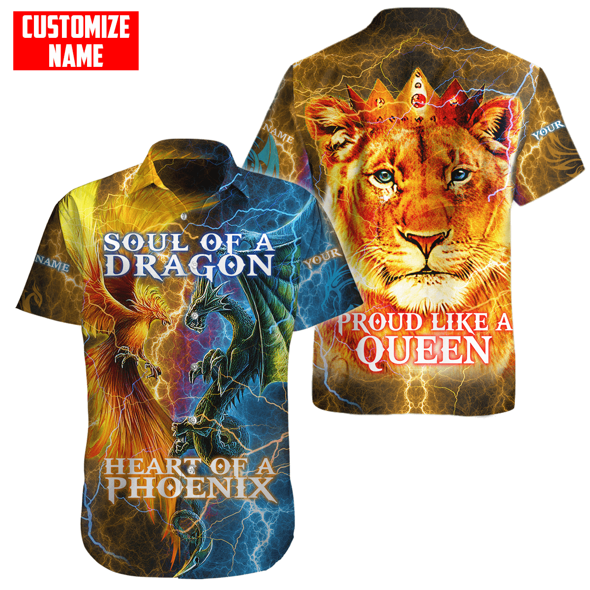 The Power Of Three Souls Dragon Phoenix Lion 3D All Over Printed Unisex Shirts