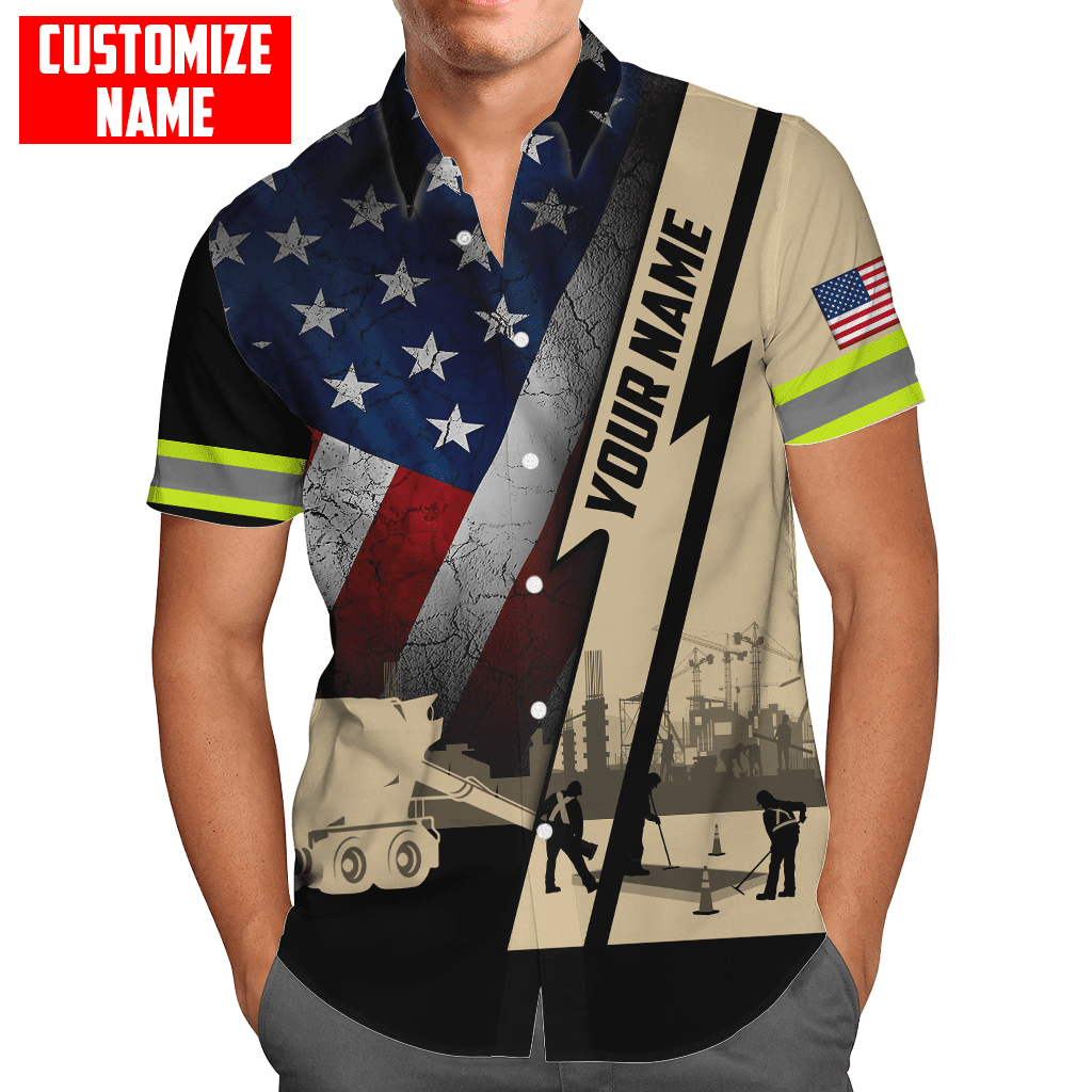 US Concrete Finisher Custom name 3D printed shirts