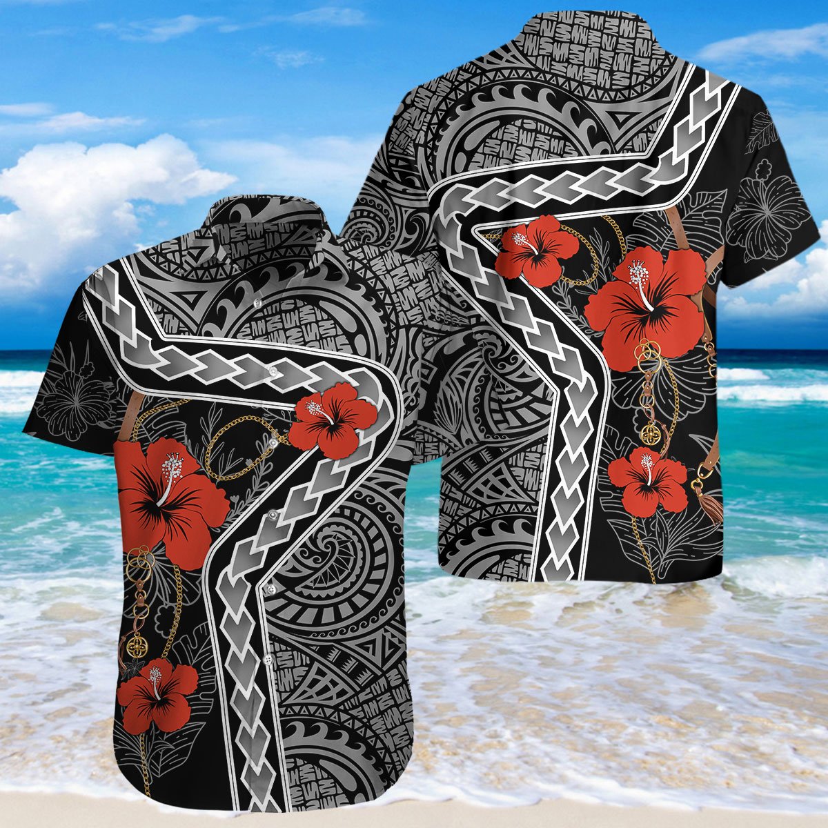Amazing Polynesian Tattoo Hawaii Shirt Combo With Short