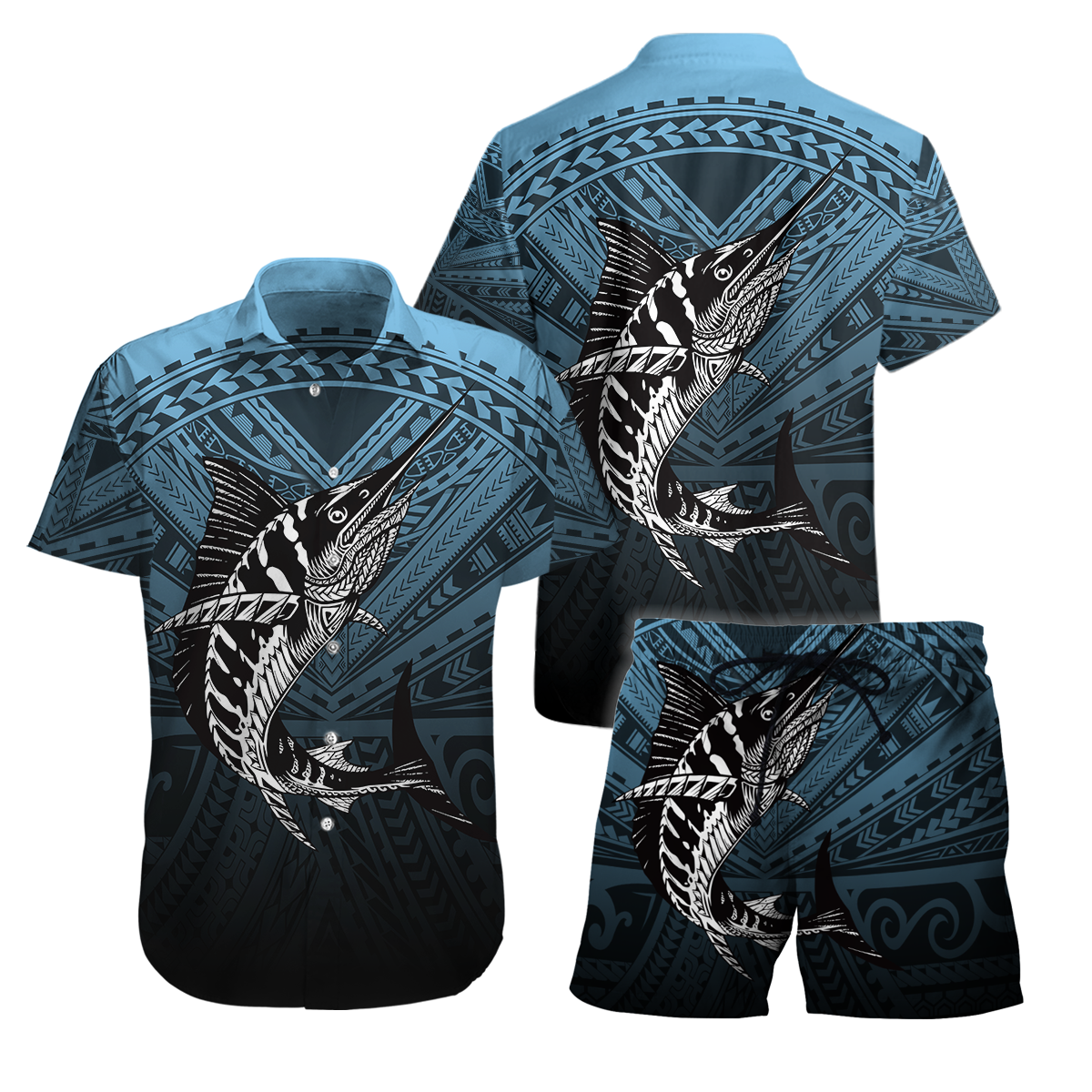 Amazing Polynesian Mahi Mahi Go Fishing Hawaii Shirt Combo With Short