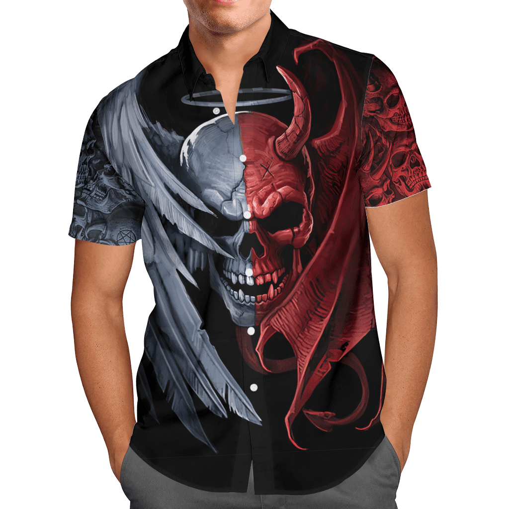 Tmarc Tee Gentle And Evil Skull 3D All Over Printed Unisex Shirts