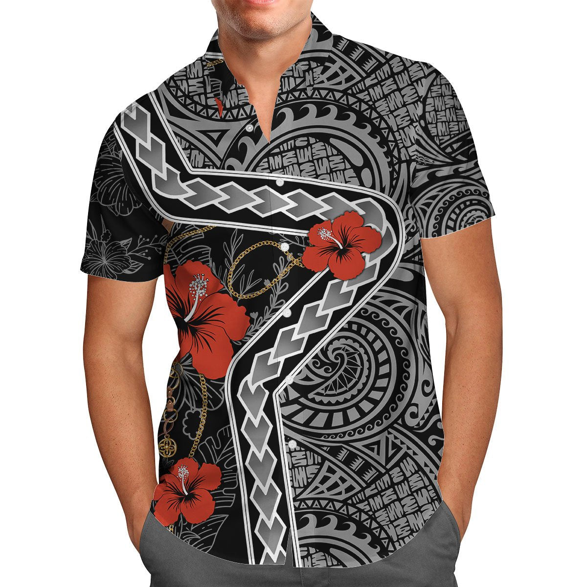 Amazing Polynesian Tattoo Hawaii Shirt Combo With Short