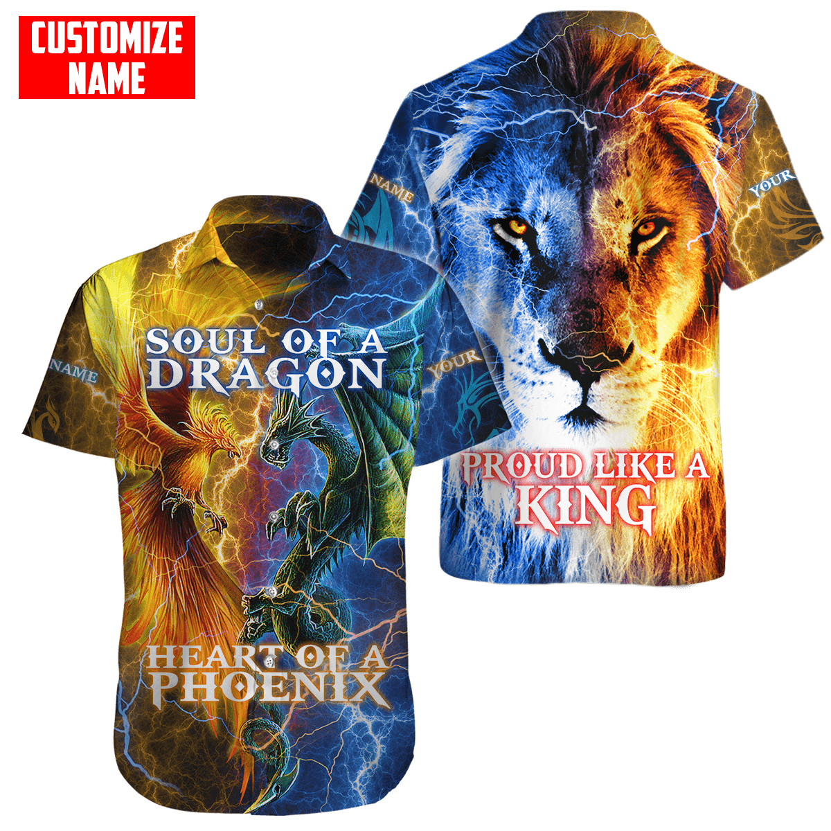 The Power Of Three Souls Dragon Phoenix Lion 3D All Over Printed Unisex Shirts