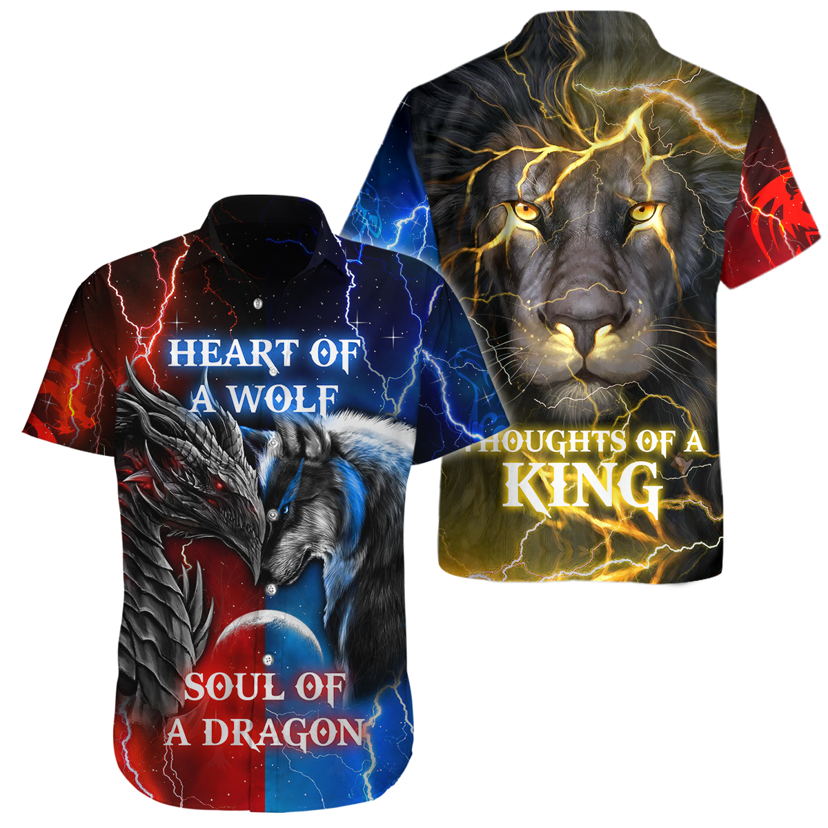 The Power Of Three Souls Dragon Wolf Lion 3D All Over Printed Unisex Shirts