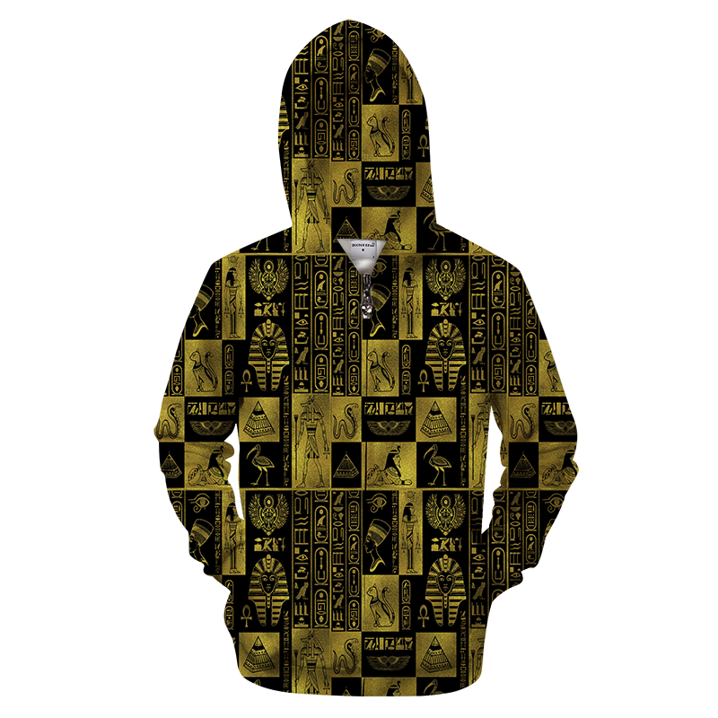 3D AOP Egyptian Gold Hieroglyphs Shirt-Apparel-6teenth World-Zip-Up Hoodie-S-Vibe Cosy™
