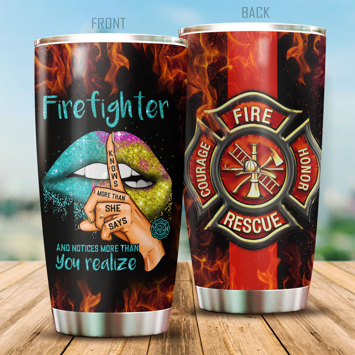 Firefighter Tumbler Knows More Than She Says Special Gift For Wife Mom Friend Girl Friend