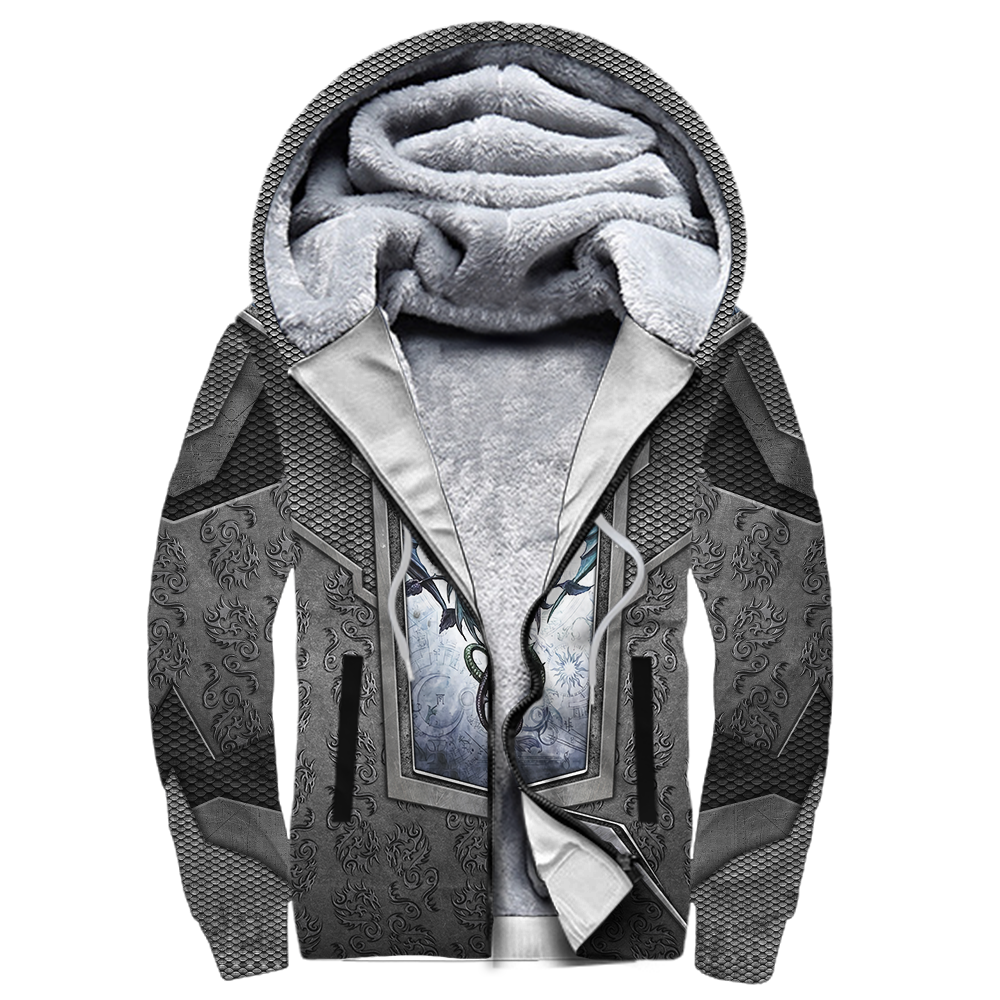3D Tattoo and Dungeon Dragon Hoodie HAC020114-Apparel-NM-Fleecezip hoodie-S-Vibe Cosy™