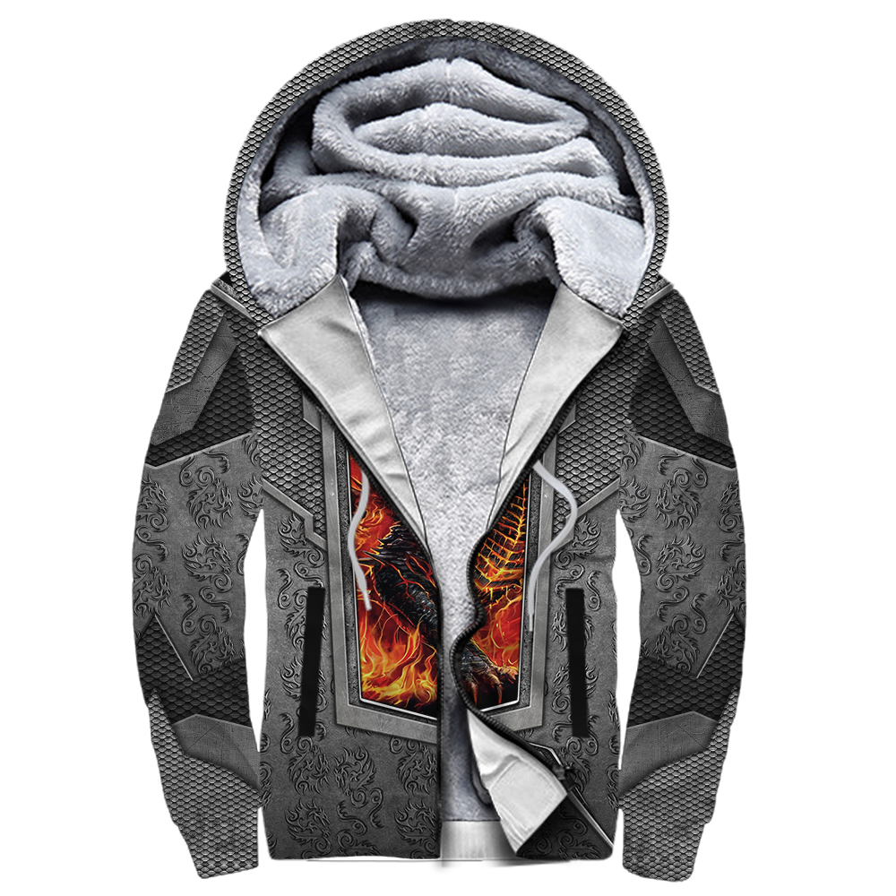 3D Tattoo and Dungeon Dragon Hoodie HAC27126-Apparel-NM-Fleecezip hoodie-S-Vibe Cosy™