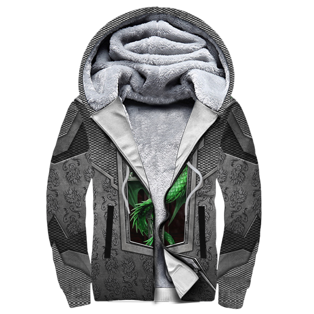 3D Tattoo and Dungeon Dragon Hoodie HAC27122-Apparel-NM-Fleecezip hoodie-S-Vibe Cosy™