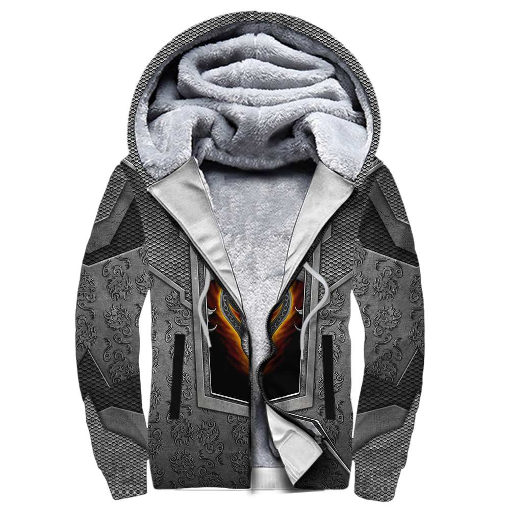 3D Tattoo and Dungeon Dragon Hoodie HAC020108-Apparel-NM-Fleecezip hoodie-S-Vibe Cosy™