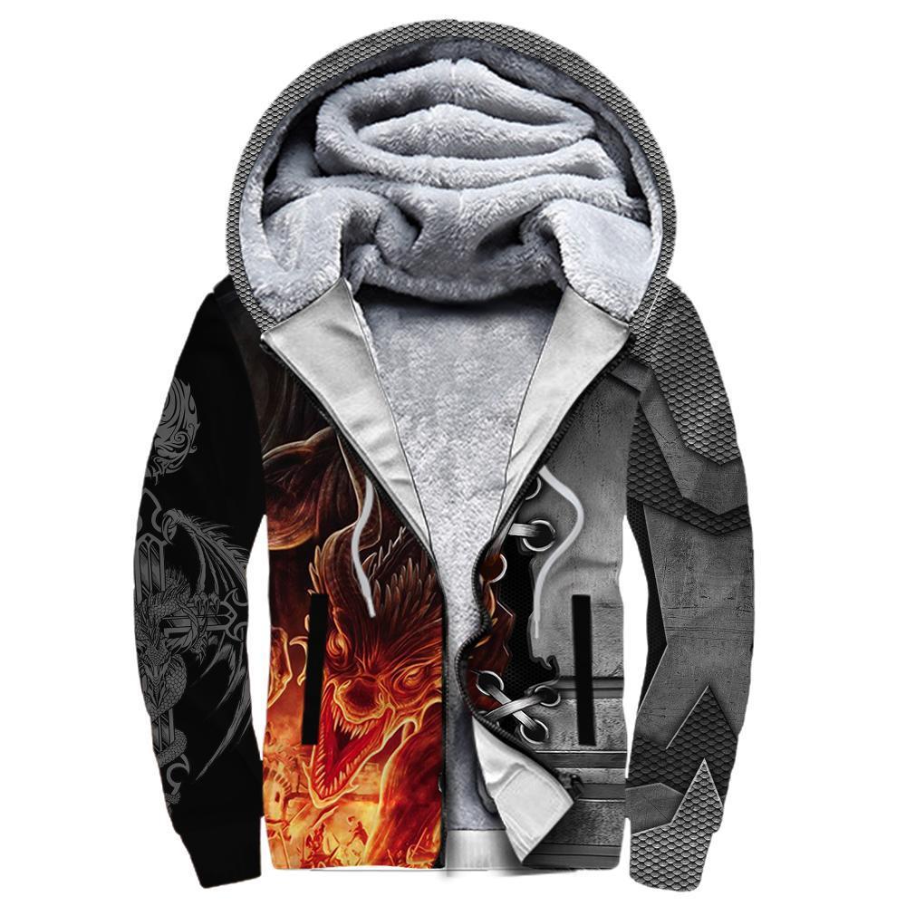 3D Tattoo and Dungeon Dragon Hoodie HAC111202-Apparel-NM-Fleecezip hoodie-S-Vibe Cosy™