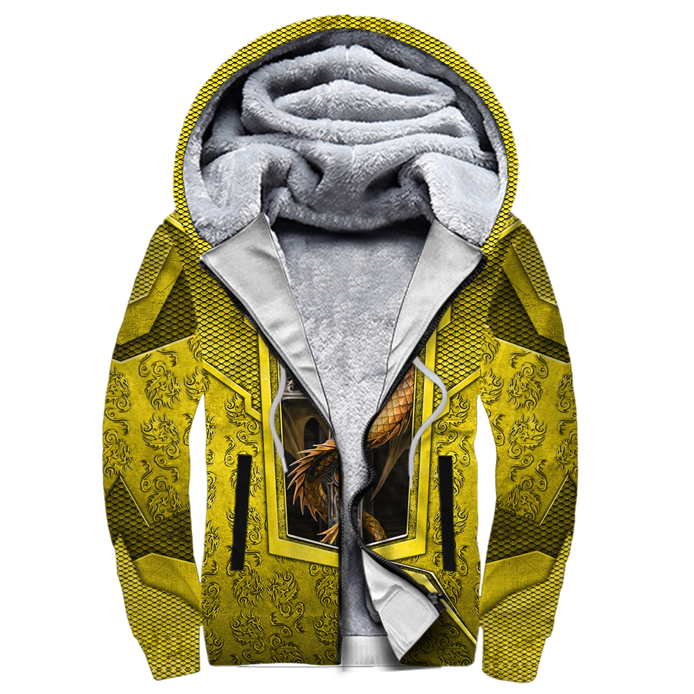 3D Tattoo and Dungeon Dragon Hoodie HAC301203-Apparel-NM-Fleecezip hoodie-S-Vibe Cosy™