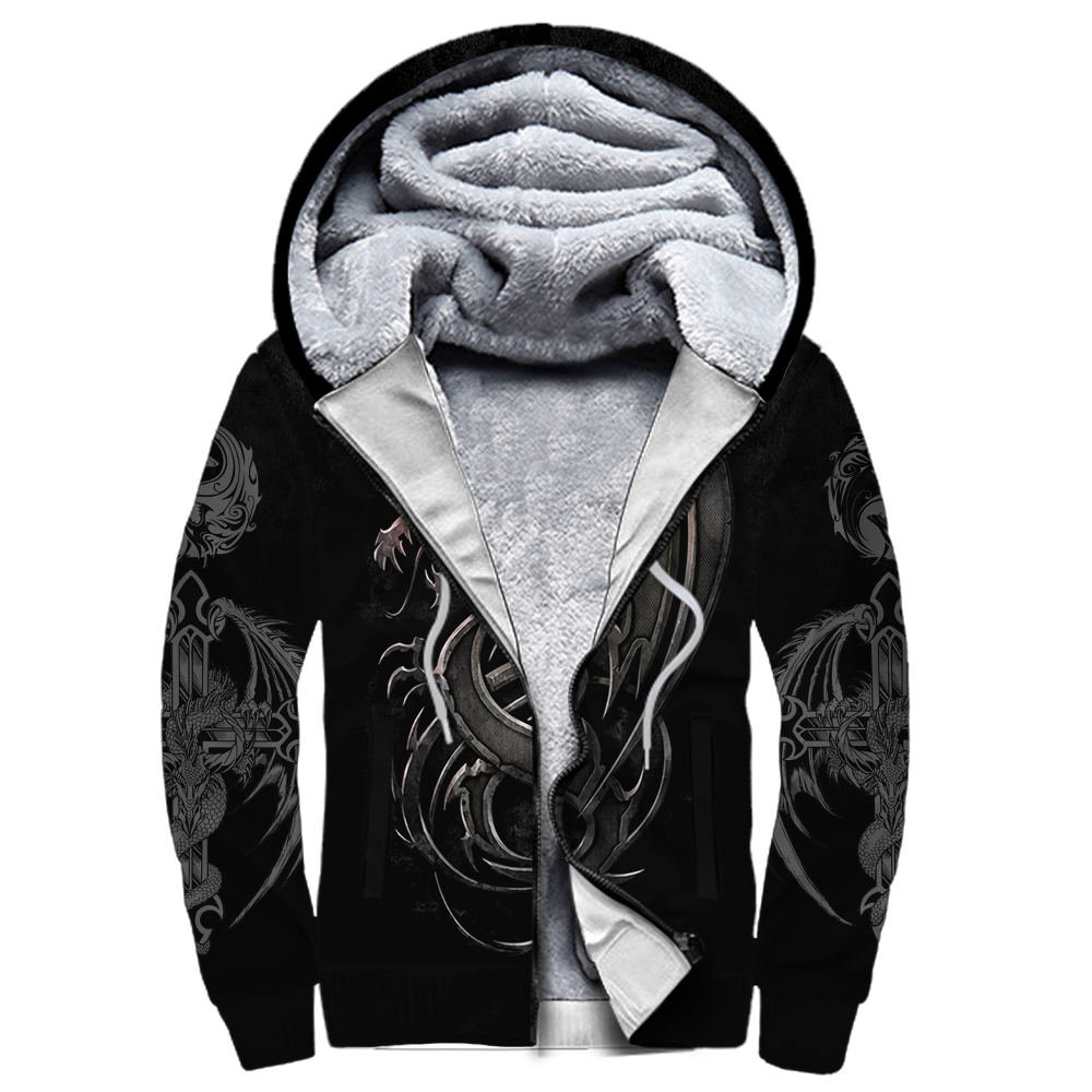 3D Armor Tattoo and Dungeon Dragon Hoodie HAC130102 - Amaze Style™-Apparel