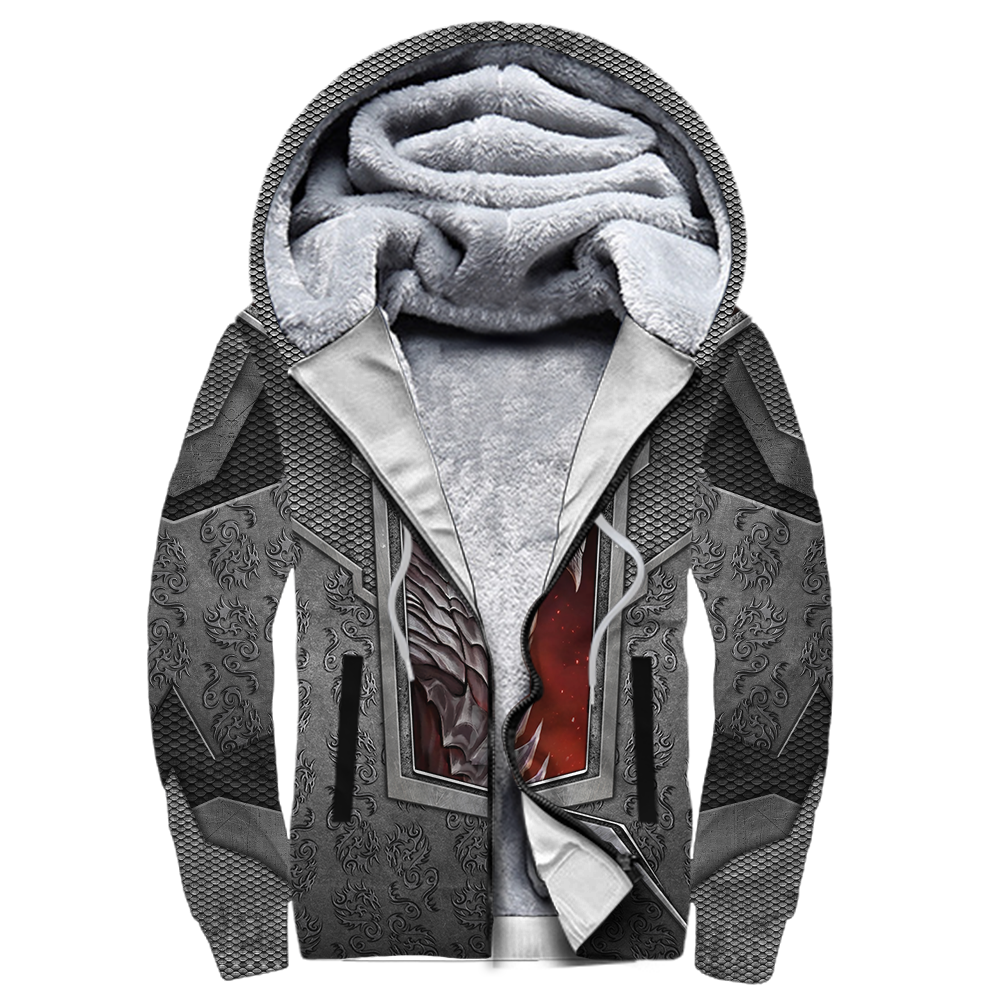 3D Tattoo and Dungeon Dragon Hoodie HAC020109-Apparel-NM-Fleecezip hoodie-S-Vibe Cosy™