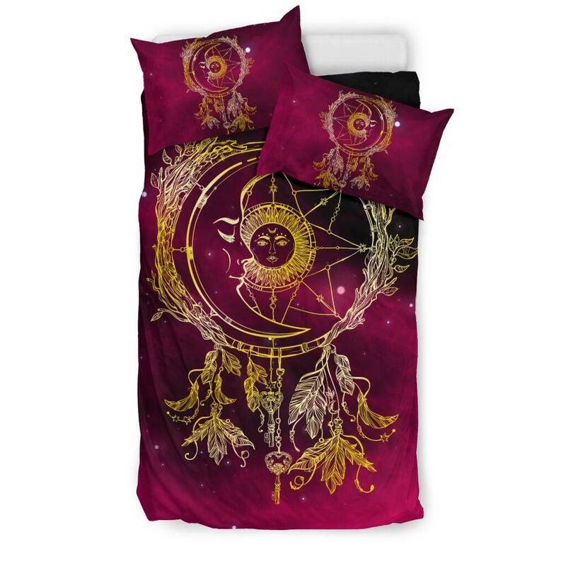 Burgundy Moon and Sun Bedding Set HAC090609-NM-Bedding Set-NM-Twin-Vibe Cosy™