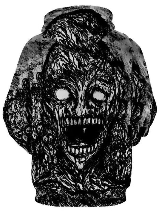 Skull Print Kangaroo Pocket Halloween Hoodie HC0608 - Amaze Style™-Apparel