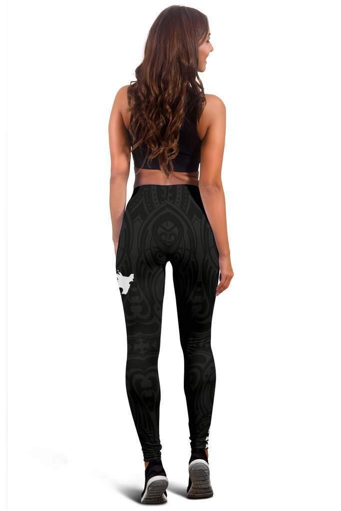 Aotearoa Maori with Map and Silver Fern Leggings - Front Half Style HC0908 - Amaze Style™-Apparel
