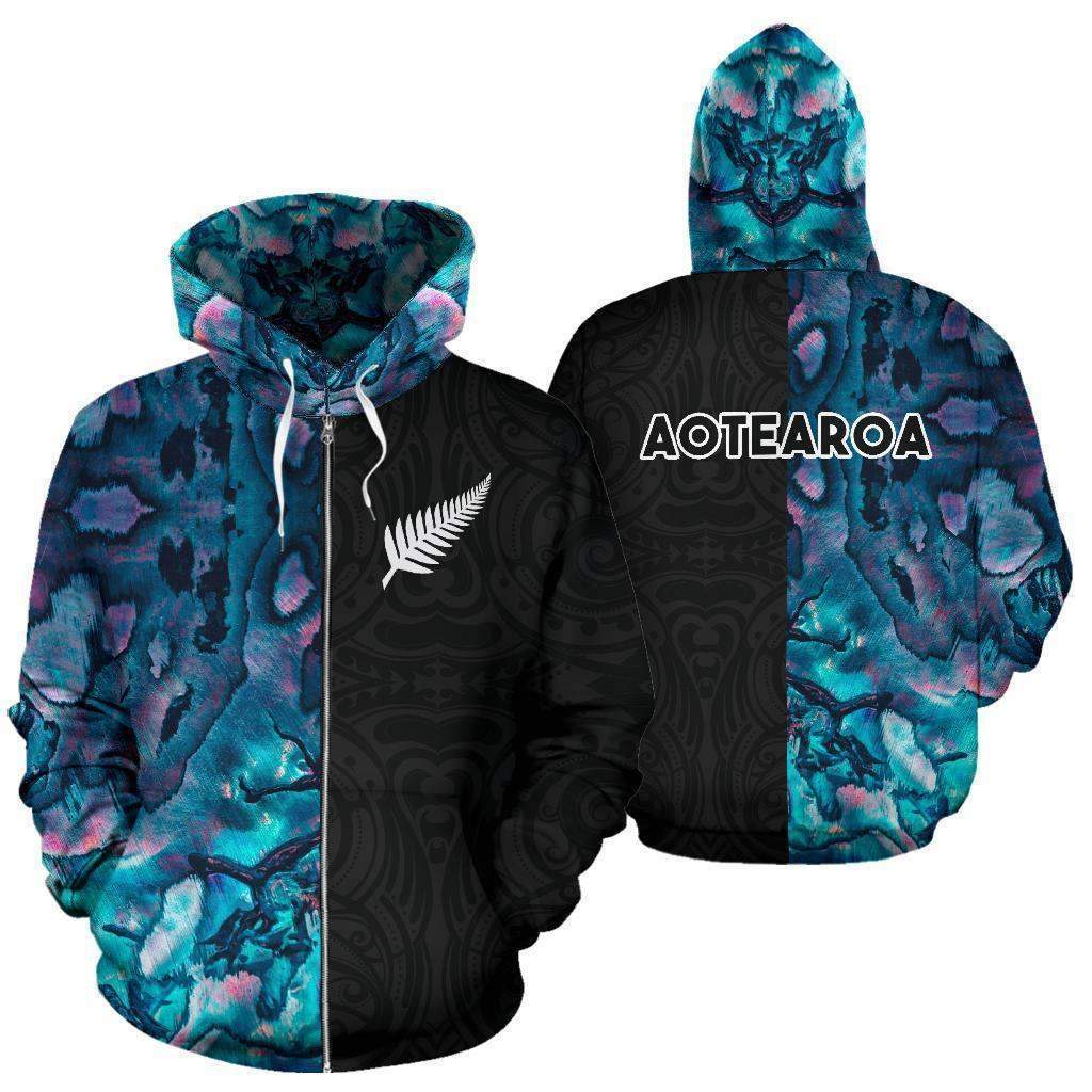 Aotearoa Paua Shell Hoodie Silver Fern - Half Style HC1207 - Amaze Style™-Apparel
