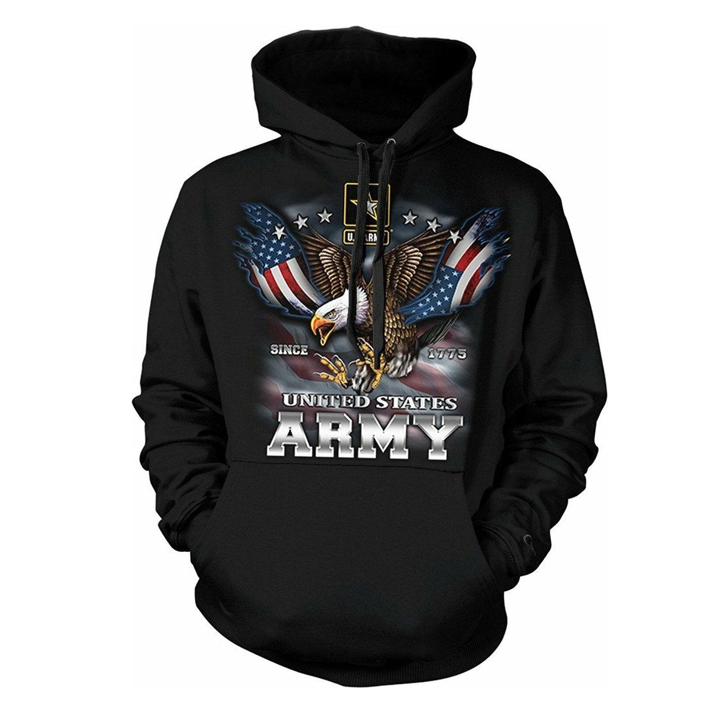 US Army Hoodie Since 1775 Eagle with American Flag Wings HC1702 - Amaze Style™-Apparel