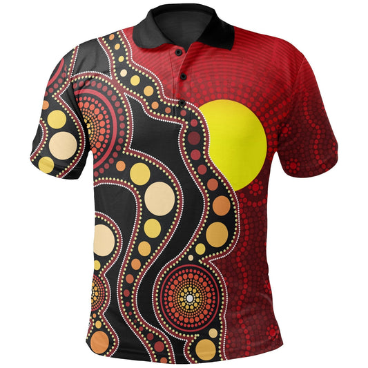 Tmarc Tee Aboriginal Flag Circle Dot Painting Art 3D design Polo shirts