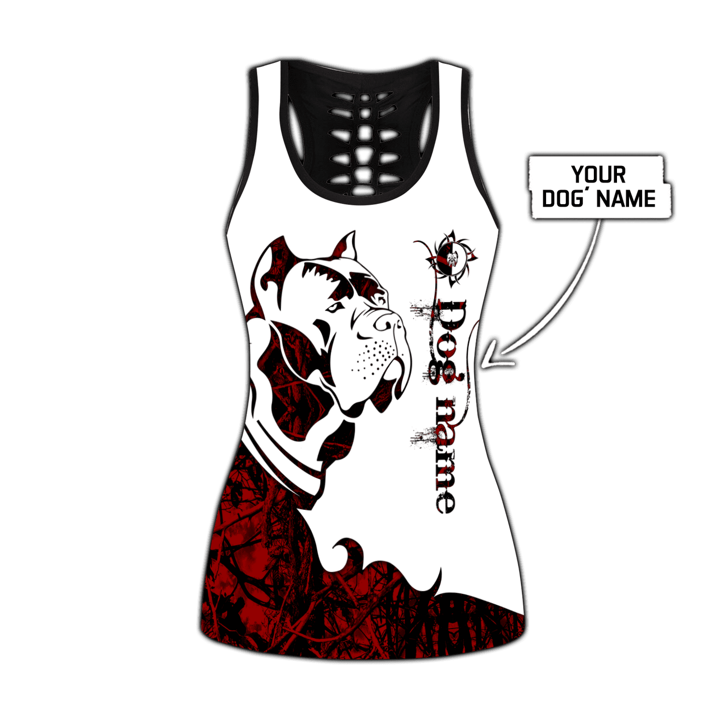 Cane Corso Red Tattoos Legging + Hollow Tank Combo