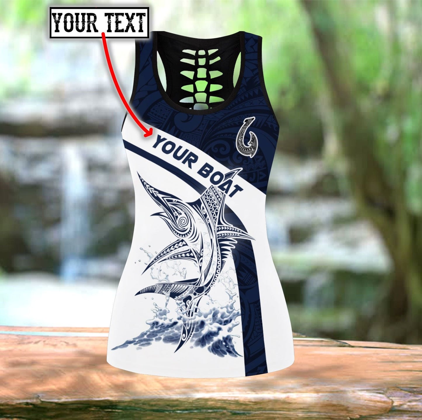 Amazing Polynesian Marlin Billfish Fishing Personalized Legging & Tank Top Polynesian ML