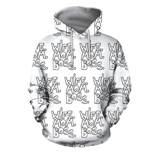 3D All Over Black Wife Mom Boss Hoodie - Amaze Style™-Apparel