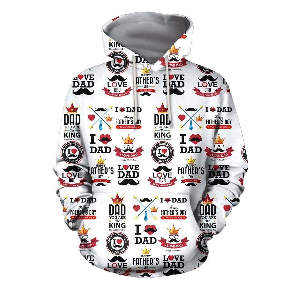 3D All Over I Love Dad Hoodie - Amaze Style™-Apparel